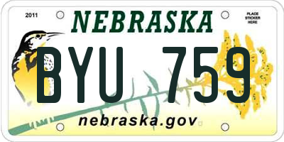 NE license plate BYU759