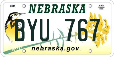 NE license plate BYU767
