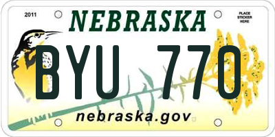 NE license plate BYU770