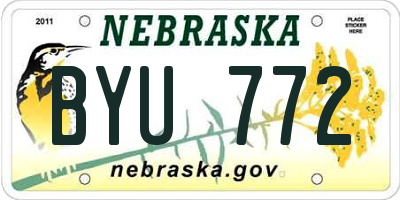 NE license plate BYU772