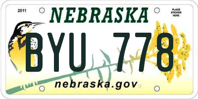 NE license plate BYU778