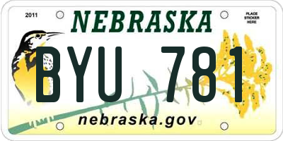 NE license plate BYU781