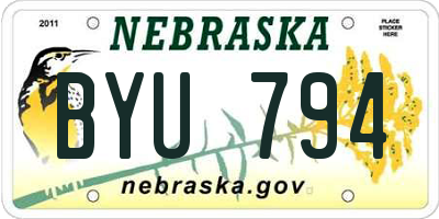 NE license plate BYU794