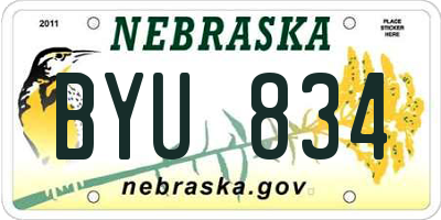 NE license plate BYU834