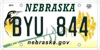 NE license plate BYU844