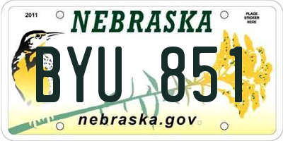 NE license plate BYU851