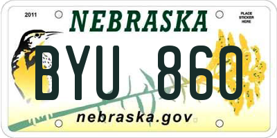 NE license plate BYU860
