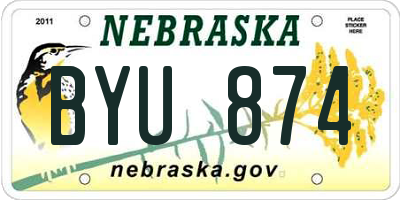 NE license plate BYU874