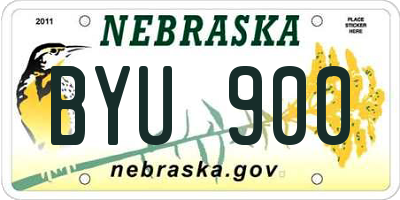NE license plate BYU900