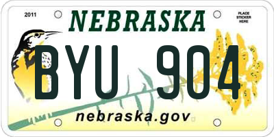 NE license plate BYU904