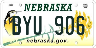 NE license plate BYU906
