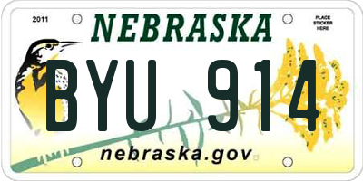 NE license plate BYU914