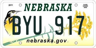 NE license plate BYU917