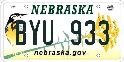 NE license plate BYU933