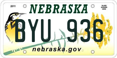 NE license plate BYU936
