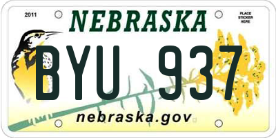 NE license plate BYU937