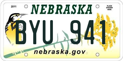 NE license plate BYU941