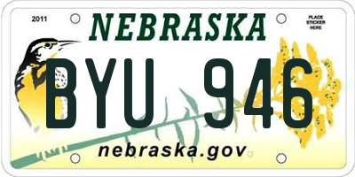 NE license plate BYU946