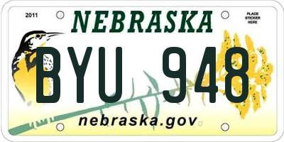NE license plate BYU948