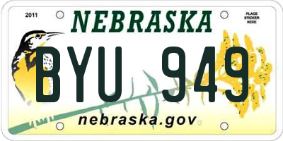 NE license plate BYU949