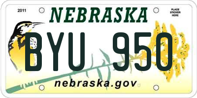 NE license plate BYU950