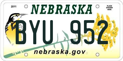 NE license plate BYU952