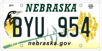 NE license plate BYU954