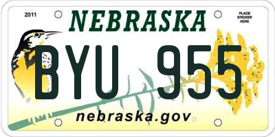 NE license plate BYU955