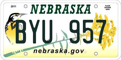 NE license plate BYU957