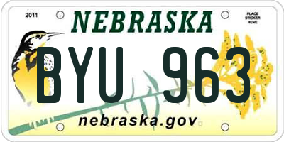 NE license plate BYU963