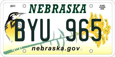 NE license plate BYU965
