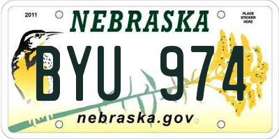 NE license plate BYU974