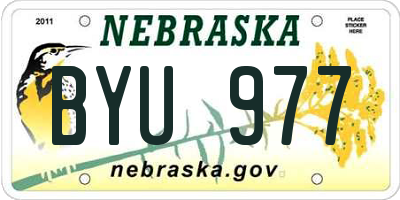 NE license plate BYU977