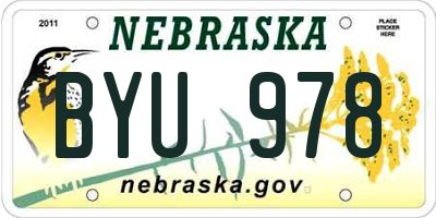 NE license plate BYU978