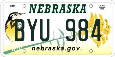 NE license plate BYU984