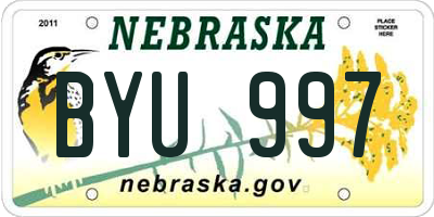 NE license plate BYU997