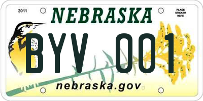 NE license plate BYV001