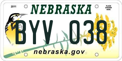 NE license plate BYV038