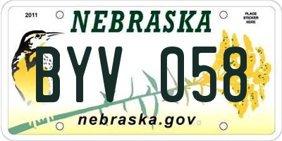 NE license plate BYV058