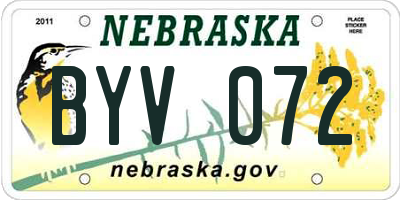 NE license plate BYV072