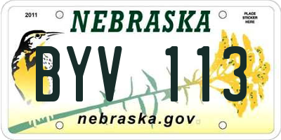 NE license plate BYV113