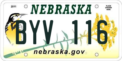 NE license plate BYV116