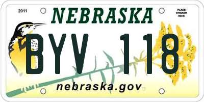 NE license plate BYV118