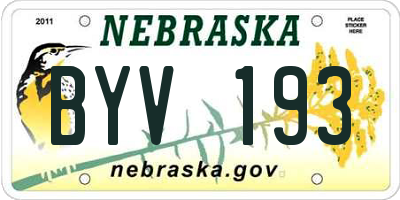NE license plate BYV193