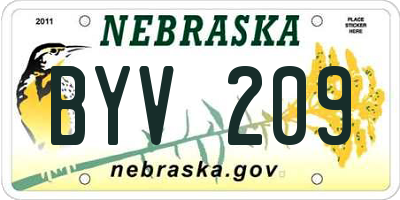 NE license plate BYV209