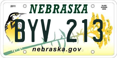 NE license plate BYV213