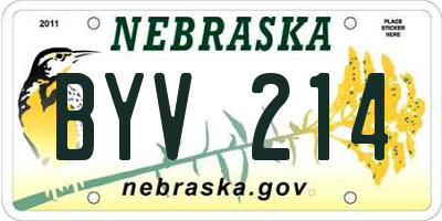 NE license plate BYV214