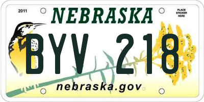NE license plate BYV218
