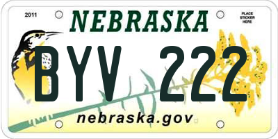 NE license plate BYV222