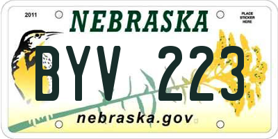 NE license plate BYV223